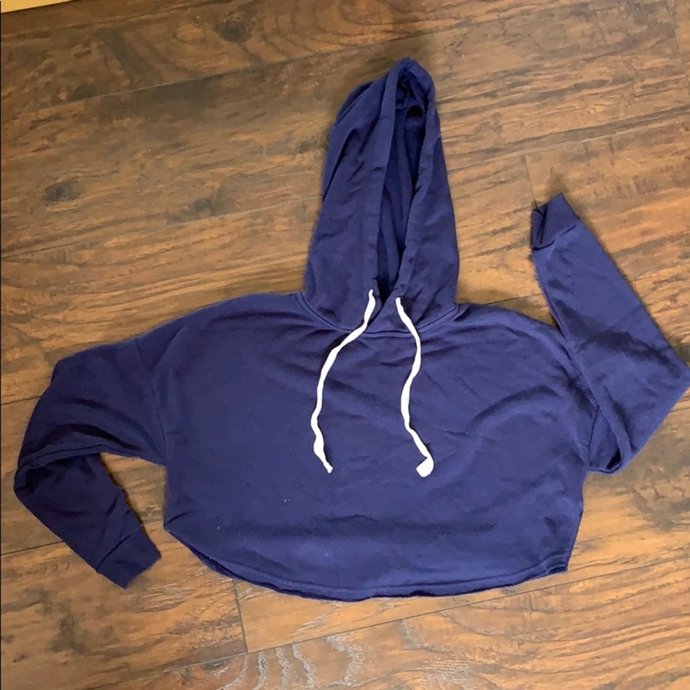 Navy Blue Forever 21 Cropped Hoodie